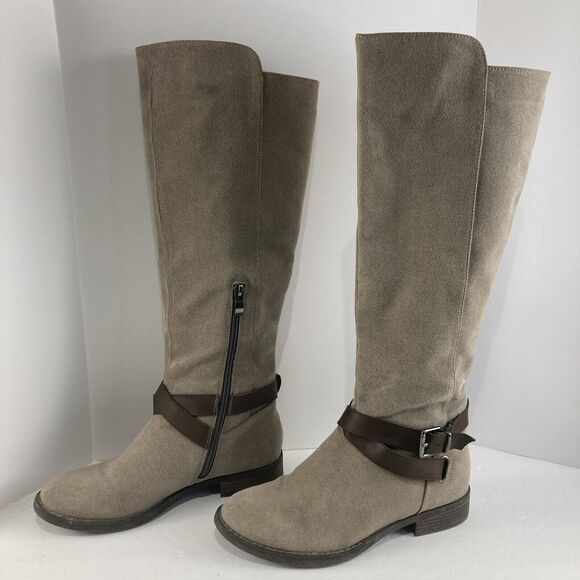 Limelight Hailey Riding Taupe Buckle Boots Sz 7 Knee High Festival Fashion - Picture 2 of 14